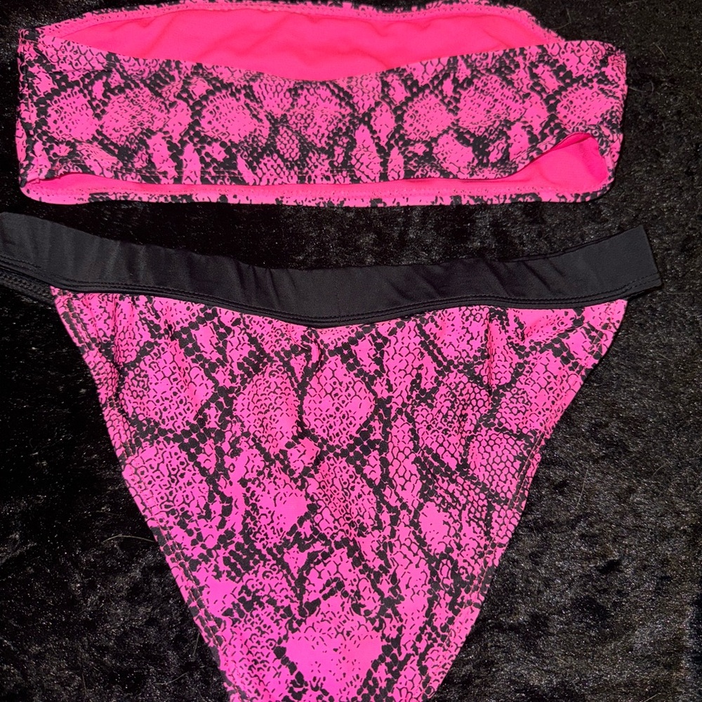 Betty Jade pink snake skin two piece bikini